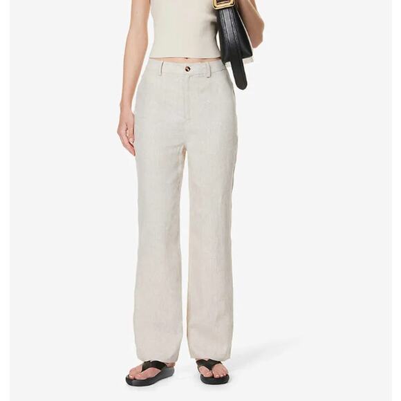 Reformation Pants - Reformation Freddie High-Rise Straight-Leg Natural 100% Linen Pants, size 2